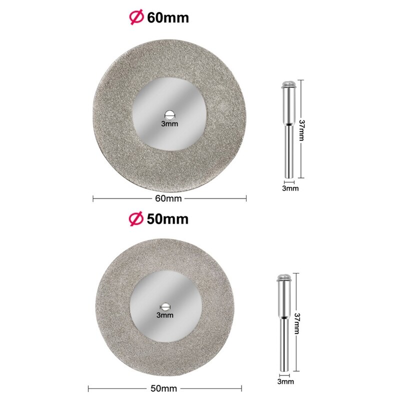 50mm/60mm Diamond Cutting Disc Grinding Wheel Saw Circular 3mm Shank Drill Bit