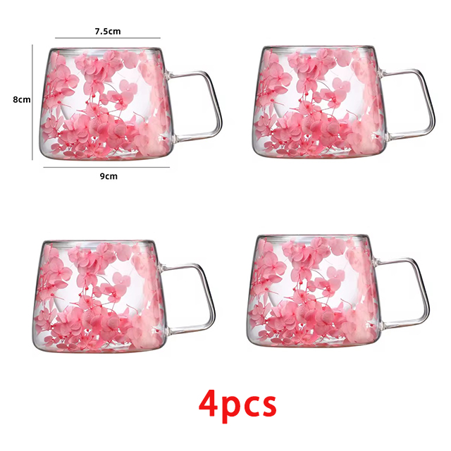 YWDL 1/2/4pcs Double Wall Coffee Mug Heat-resistant Espresso Cup Clear Glass Cup For Cappuccino Tea Water Drinkware: light yellow
