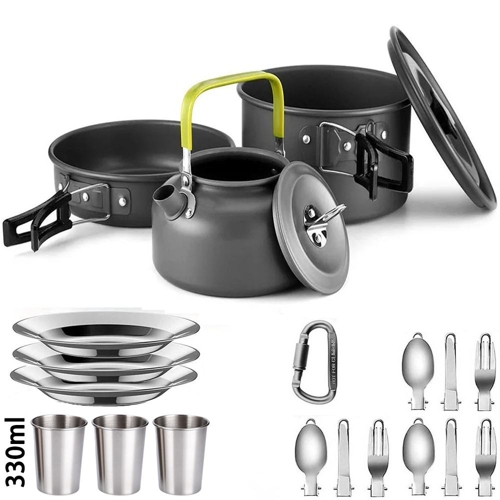 Camping Kookset Outdoor Aluminium Lichtgewicht Uitrusting Camping Kookgerei Kit Voor Reizende Trekkingwandelbenodigdheden: Blauw