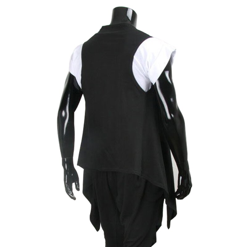 Chaleco largo de estilo punk rock para hombre, traje de chaleco largo de estilo coreano sin mangas,