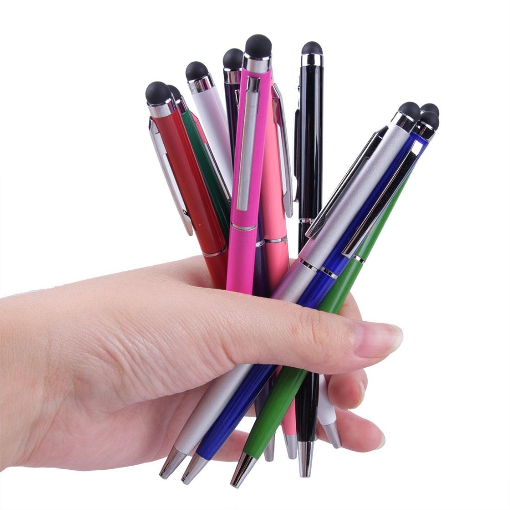 12 couleurs 1 pièces 5 pc/10 pièces 2 en 1 stylo à bille écran tactile stylet utile 2 en 1 tablette stylo pour Pad téléphone intelligent