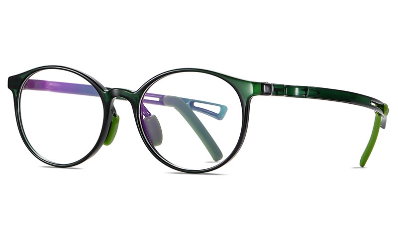 Kachawoo boy anti blue light glasses child protection TR90 round glasses frame kids optical computer green brown: dark green frame