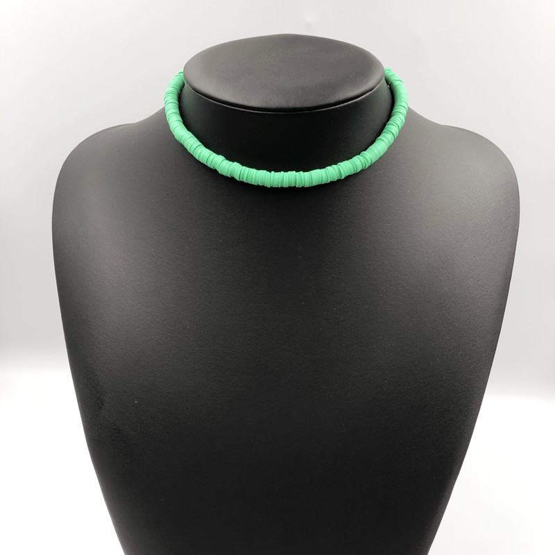 Donarsei collana girocollo in ceramica morbida di nuova moda per donna collana con colletto in argilla colorata regolabile bohemien gioielli da spiaggia: green