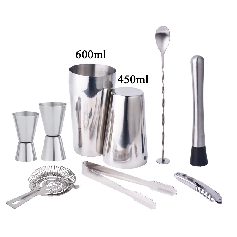 NemcoBrother Boston Dubbele Wodka shaker bar gereedschap bpa gratis rvs 304 high-end 9 stks Whisky cocktail shakers 800 600 ml: 600 450ml