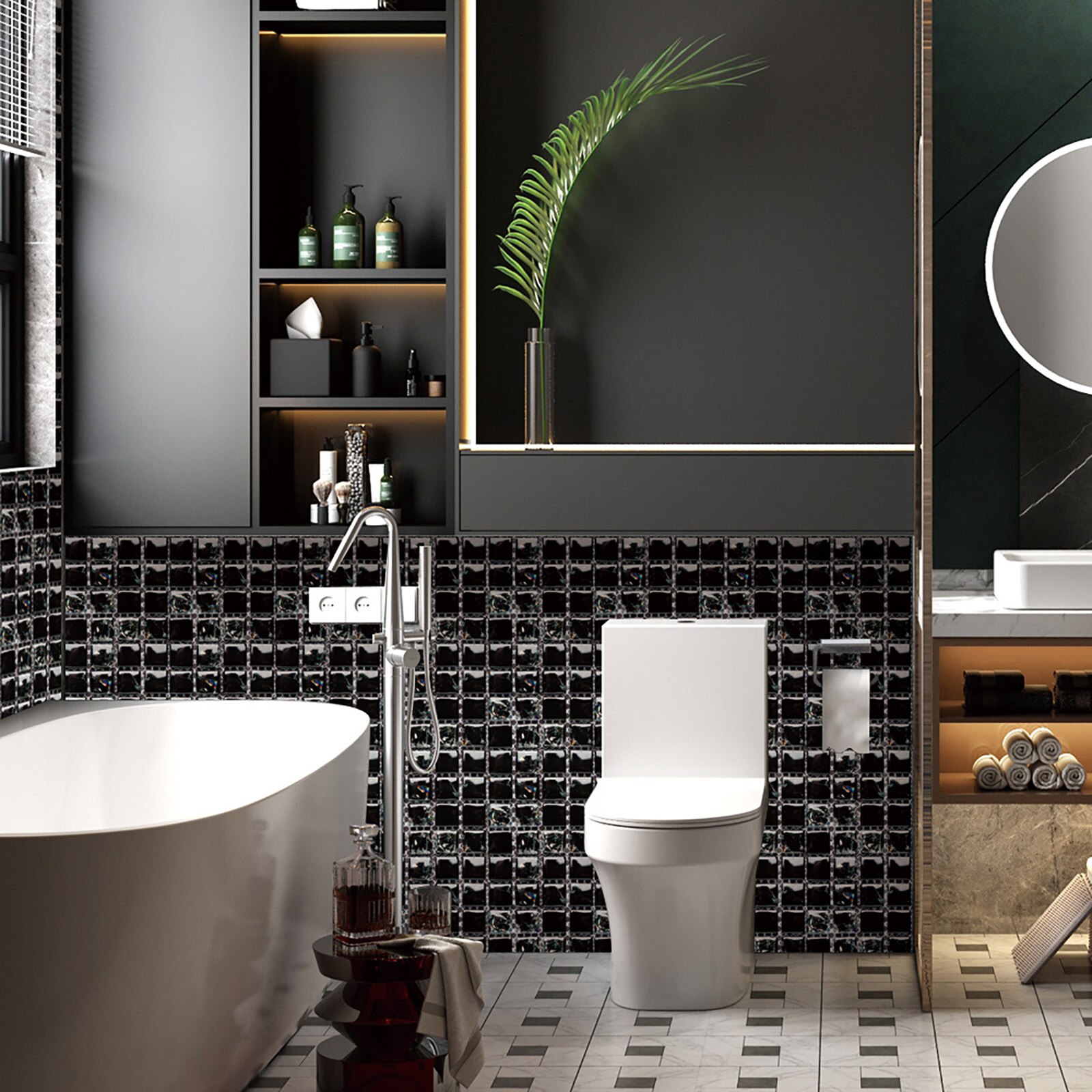 30 #10Pc 3D Kristal Tegel Stickers Muursticker Diy Waterdichte Zelfklevende Wall Art Decals Voor Bar teller Badkamer Muur Sticker