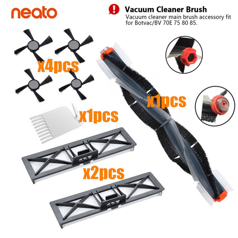 Combo Pinsel Klinge Pinsel Hepa-Filter Seite Pinsel Zubehör Ersatz Für Neato Botvac 70e 75 80 85 Staubsauger teile: 8p
