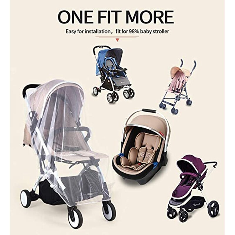 2 Pcs Baby Mosquito Net Fit for Strollers Carriers Ultra Fine Mesh Protection Against Mosquitoes Bees Flying Insects