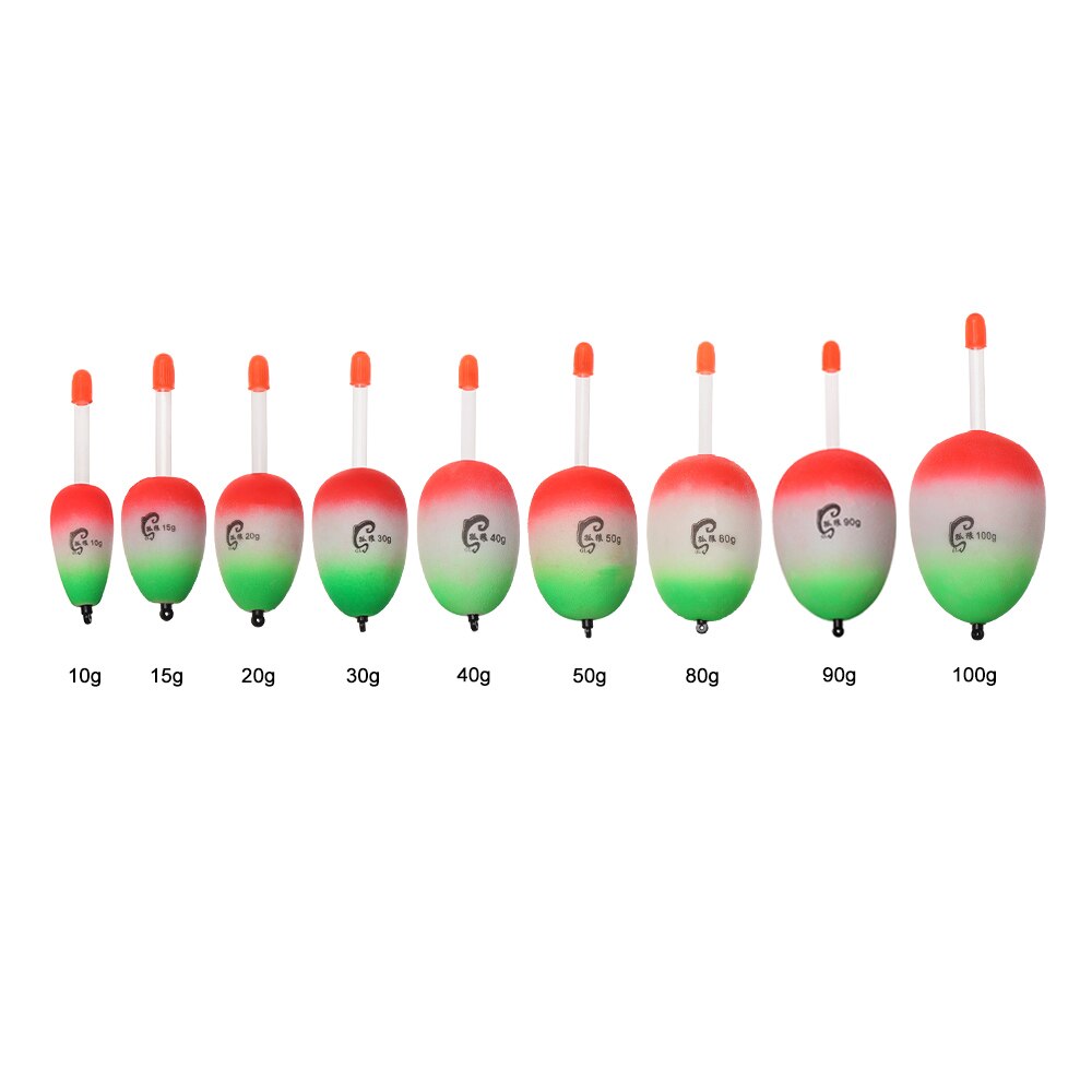 Ensemble de 5 pièces de flottaison en mousse EVA, boule de pêche lumineuse, Bobber, 10g/15g/20g/30g/40g/50g/80g/90g/100g