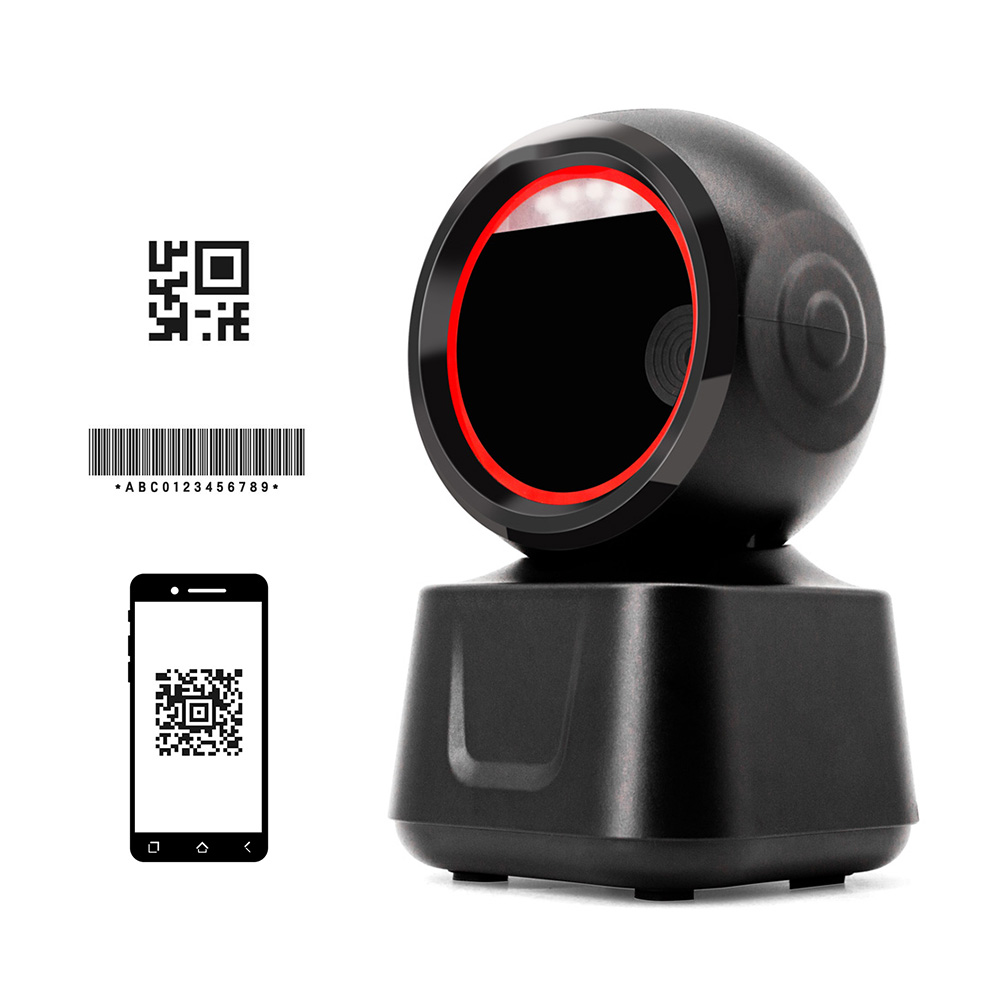 Scanner di codici a barre cablato desktop 1D 2D QR Piattaforma ad alta velocità Lettore di rilevamento automatico a mani libere Porta USB Compatibile con Plug & Play: Default Title