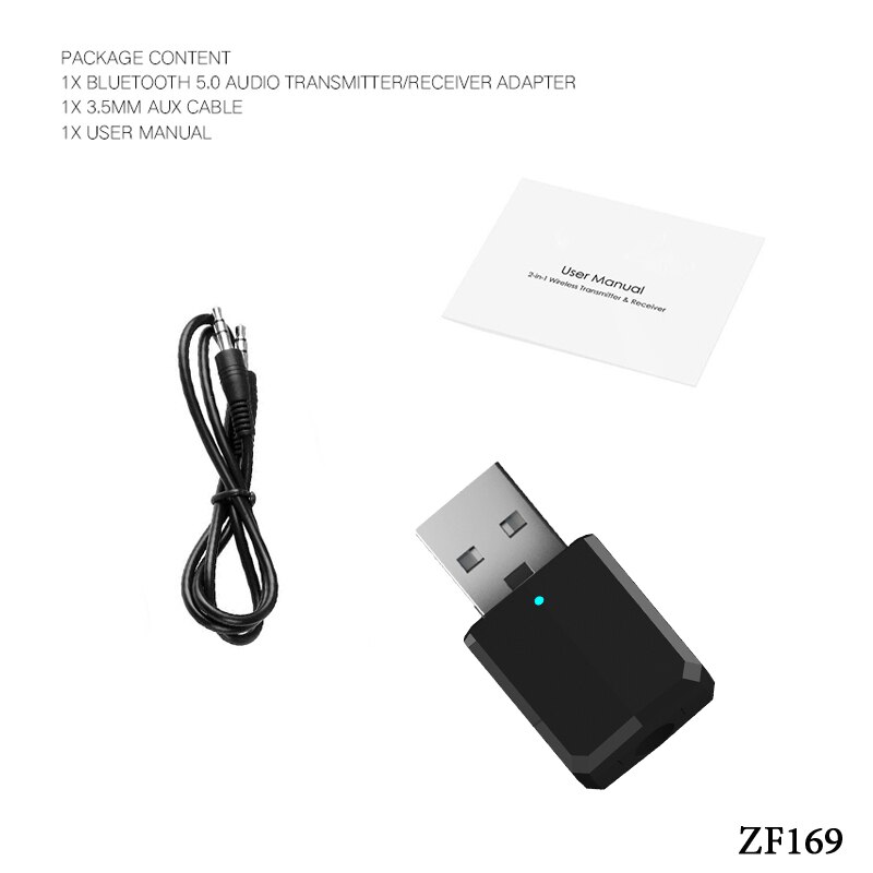 ZF169-receptor inalámbrico KN320 5,0, transmisor con Bluetooth, adaptador Mini estéreo de 3,5mm para coche y TV