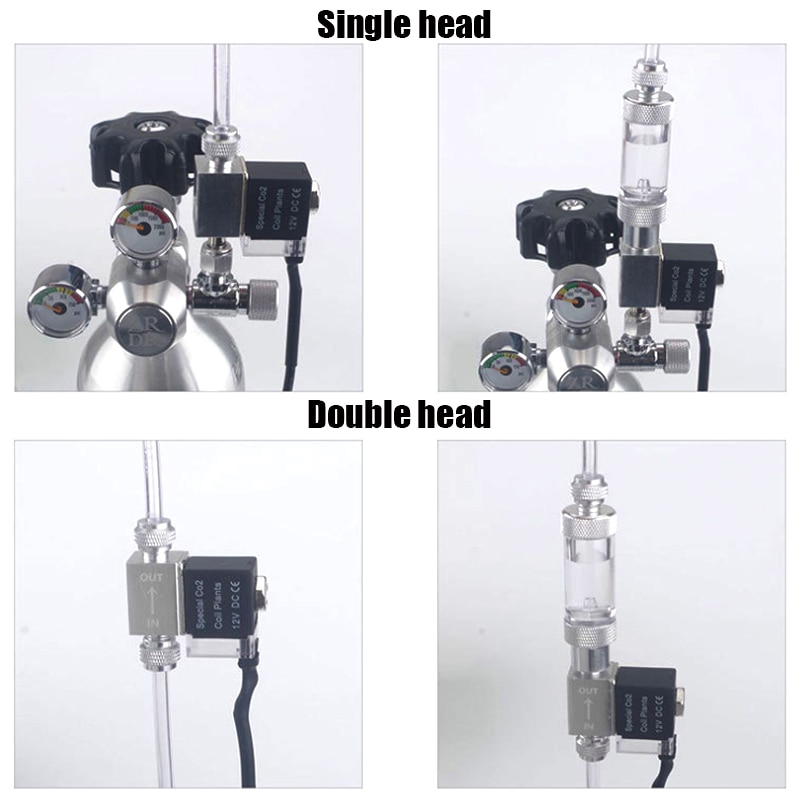 ZRDR CO2 solenoid valve regulator 110v-220v low temperature CO2 solenoid valve, fish tank fish valve DC DC12V single double head