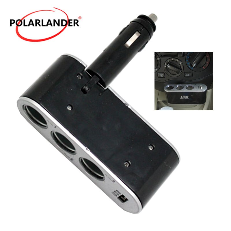 Auto Socket Adapter For Universal USB Car-Charger With Power Indicator 3 Port Way 12V Socket Plug Splitter Power Charger