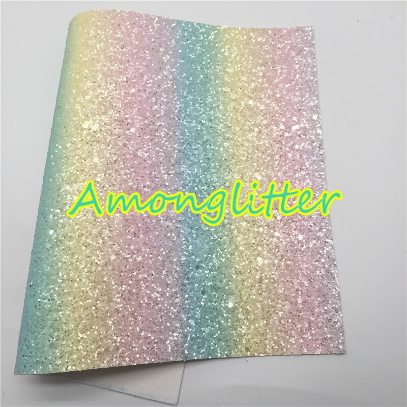 Amonglitter Rainbow hojas de tela de cuero grueso de brillo, tejido brillante para bolsas y zapatos de lazos de bricolaje 21x29cm tamaño A4 MB013A: 2