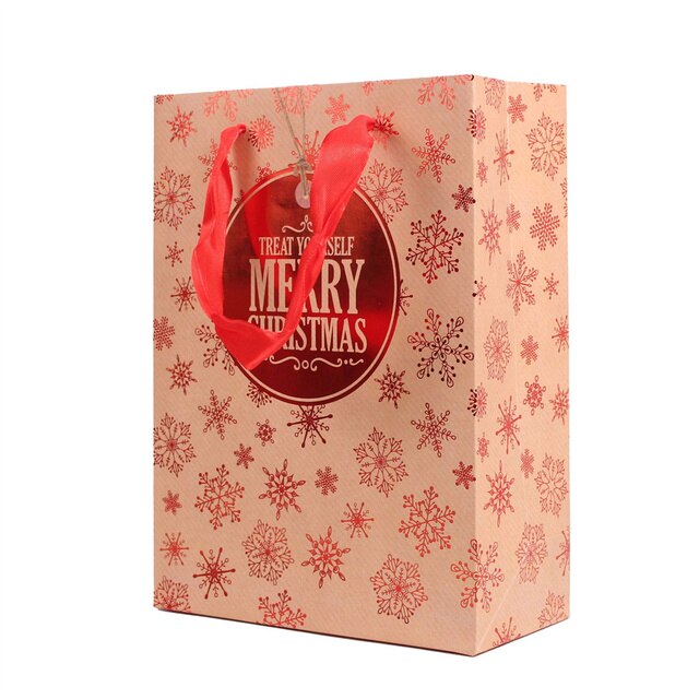 Christmas Bag Snowflake Christmas Kraft Paper Bag Candy Snack Portable Packaging Accessories Christmas Decorations: Balloon snowflake