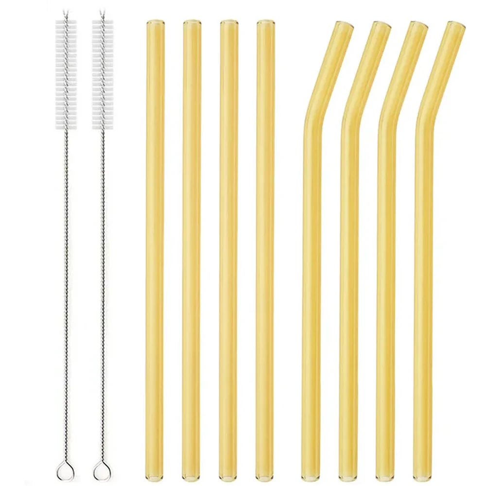 8 szt. Słomka robić picia wielokrotnego użytku kolorowe szklane słomki ekologiczne słomka ze szkła borokrzemowego o wysokiej zawartości szklana rurka impreza bar naczynia robić napojów: zielony