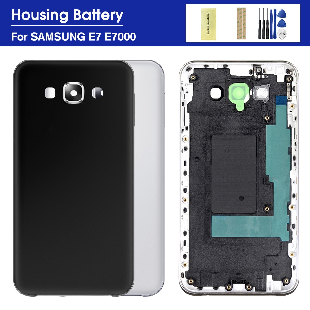 Volledige Behuizing Case Voor Samsung Galaxy E7 E700 E700F Batterij Back Cover Deur Midden Frame Bezel + Camera Frame