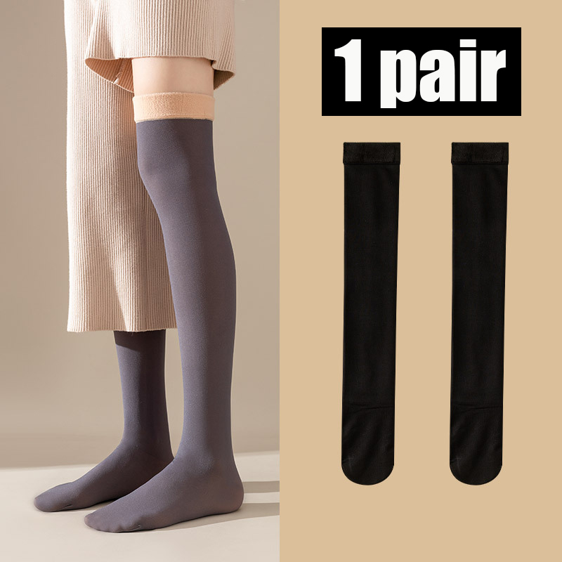 Calze invernali da donna sopra il ginocchio Calzini termici alti alla coscia Comodo calzino caldo sottile elastico Moda Sokken da donna di alta qualità: Beige