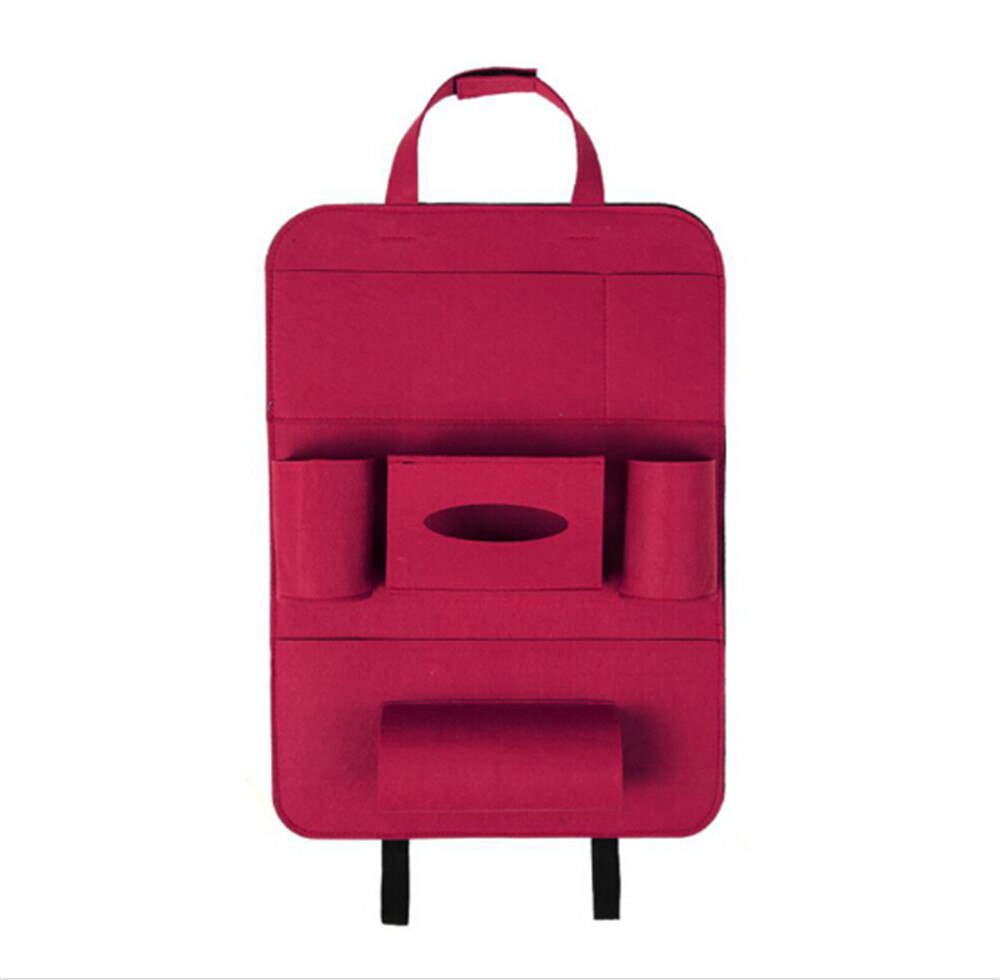Auto voiture organisateur banquette arrière sac voiture-style titulaire multi-poche siège laine feutre stockage conteneur suspendus boîte voiture stockage pour enfant: Fuchsia