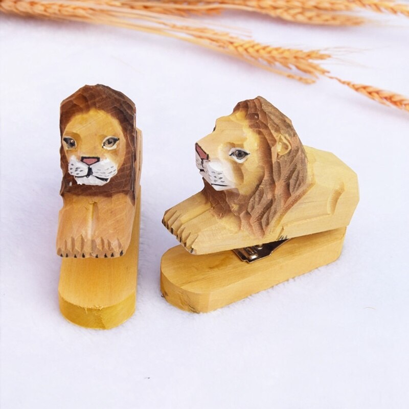 Máquina de tejer de madera con bonito , Mini, forma de Animal, suministros de oficina hechos a mano creativos, encuadernación de documentos, para festivales: Lion