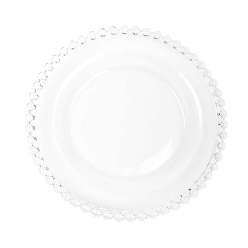 Lys - Assiette plate en verre transparent 28cm (Lot de 6