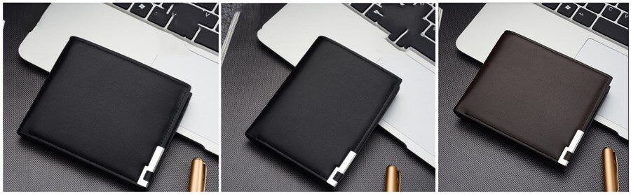 men's wallet pu solid color slim wallet men's two-way folding short credit card wallet coin purse business wallet men