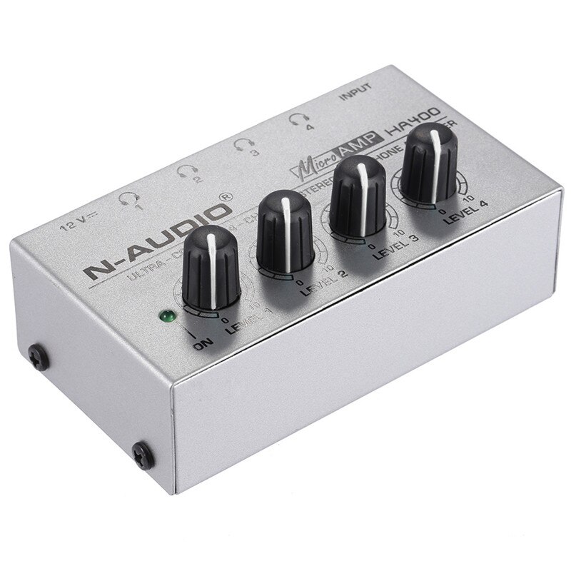 HA400 4 Channels Headphone Amplifier Mini Audio Stereo Headphone With Power Adapter Music Mixer For Recording Studio EU Plug