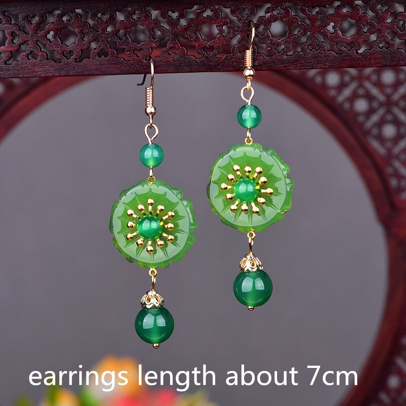 Yanting Cloisonne Butterfly Earrings For Women Natural Stone Earings Shell Flower Ethnic Earrings Hanging: 314