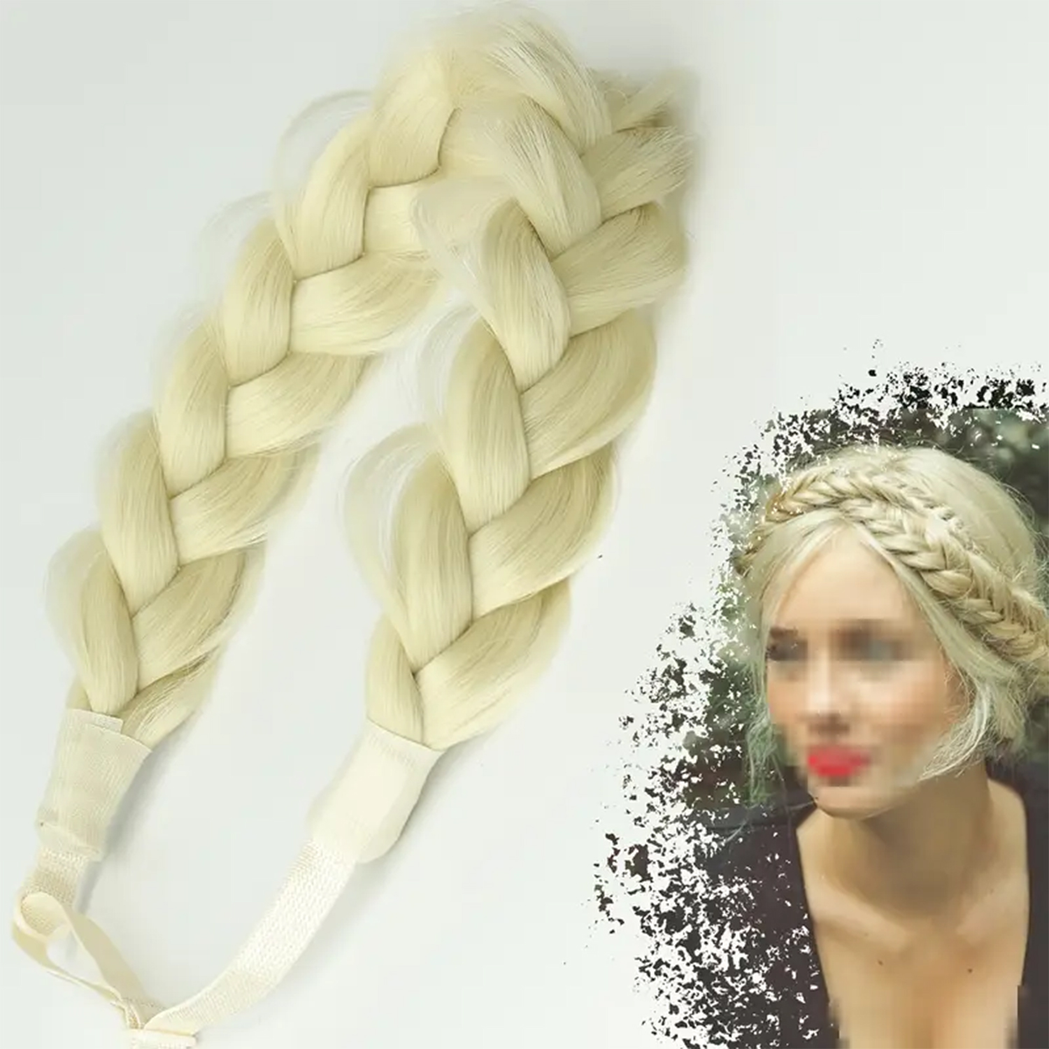 Synthetic Hair Braided Headband With Elastic Band Style Black Brown Girls Braided Headwear Hair Accessories Suitable For Women: 1B/30HL