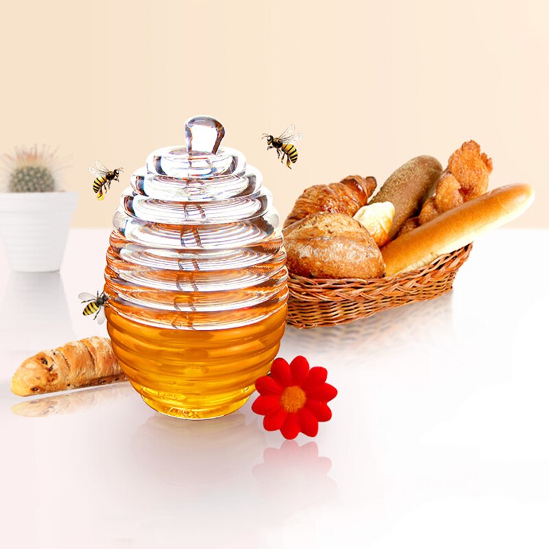 Honing Dispenser Acryl Jampot Keuken Bar Vloeistoffen Opslag Container Honingraat Vormige Siroop Honing Pot Diner Tool