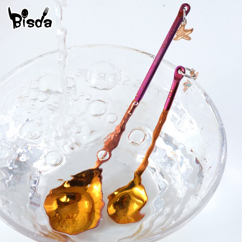 1Pc Kaffee Löffel Edelstahl Löffel für Nachtisch Kuchen Obst Kreative Abendessen-Löffel Gold Lange Suppe Scoop Kleine Tee Löffel Party