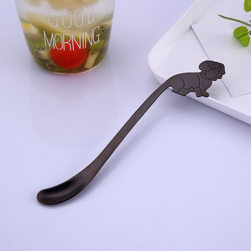 Mode Koffie Lepel Opknoping Lepel Rvs Party Tafel Ornament Thee Koffie Mengen Lepel Servies Leuke Hond Vorm: Black / short