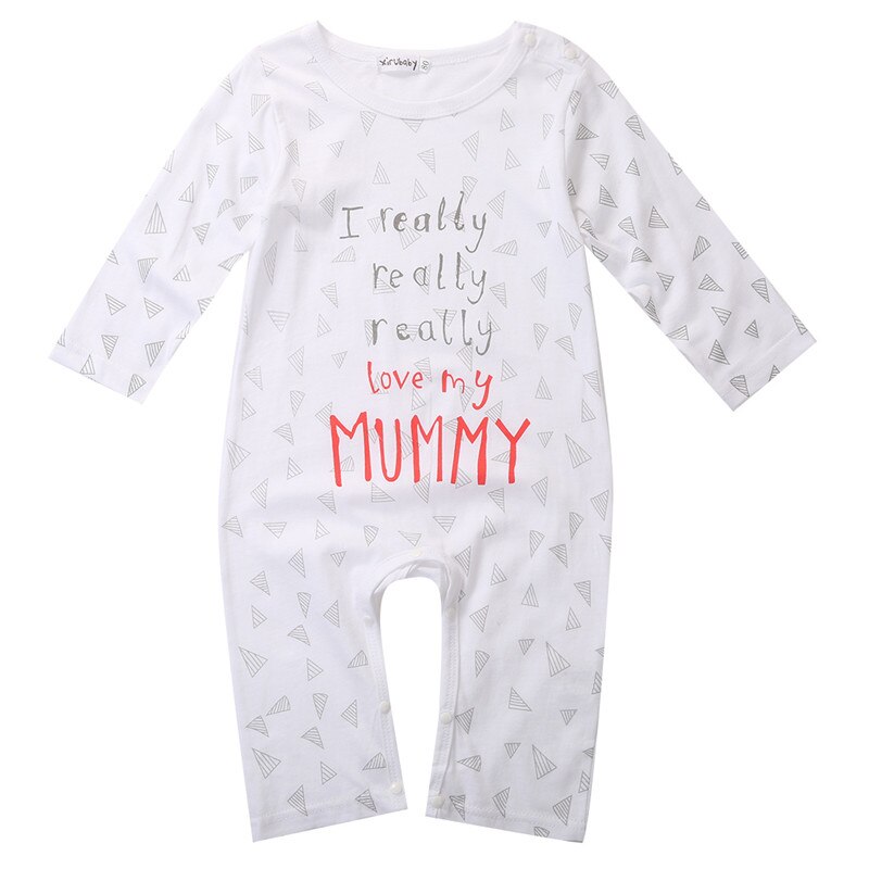 Barboteuse à manches longues en coton | Vêtements pour bébé, I love maman papa, -né bébé garçon fille, 100% coton, combinaison avec lettres imprimées
