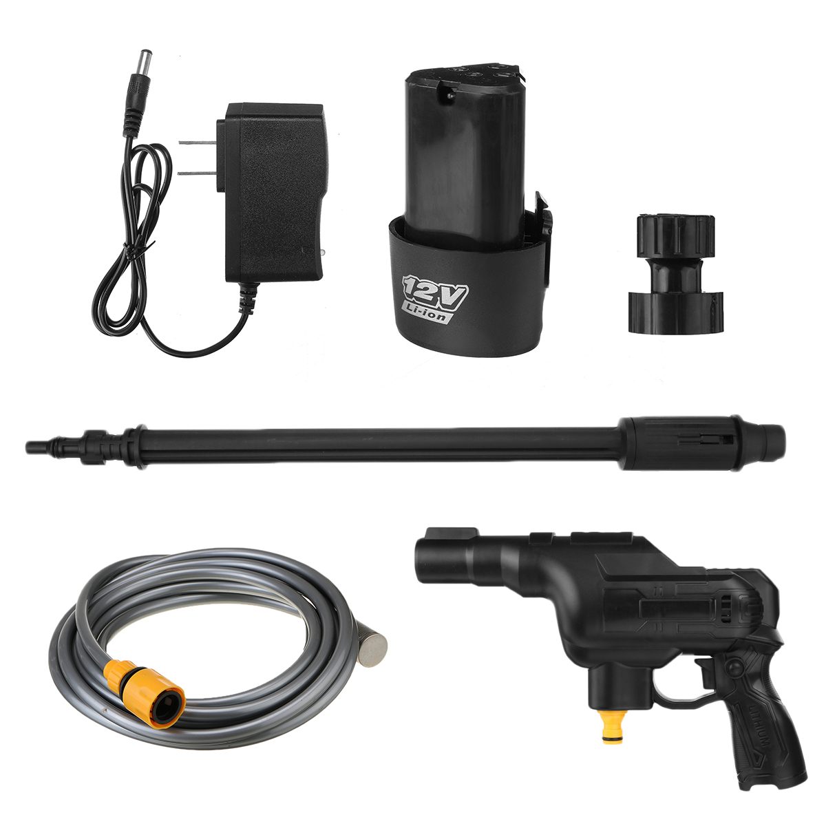 Portable 12V Cordless Car Washer High Pressure Cleaner Car Washing Machine Auto Garden Home Cleaning Tools With Lithium Battery: 1 Battery