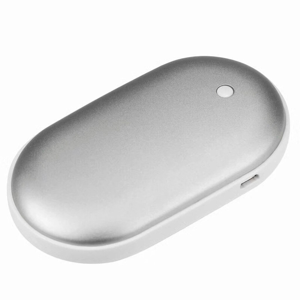 5200mAh USB Warming Hand Rechargeable Hand Warmer Electronic Small Portable Warmer Hand Feet Instant Heating For Winter: Silver