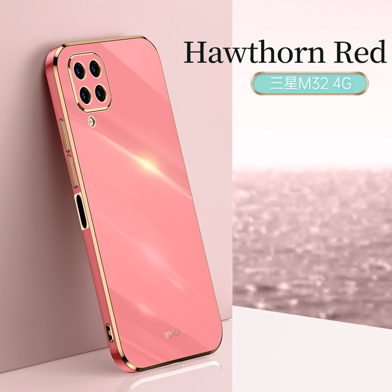 Luxe Vierkante Plating Siliconen Telefoon Geval Voor Samsung Galaxy A12 5G Coque Soft Cover: Wijn Rood