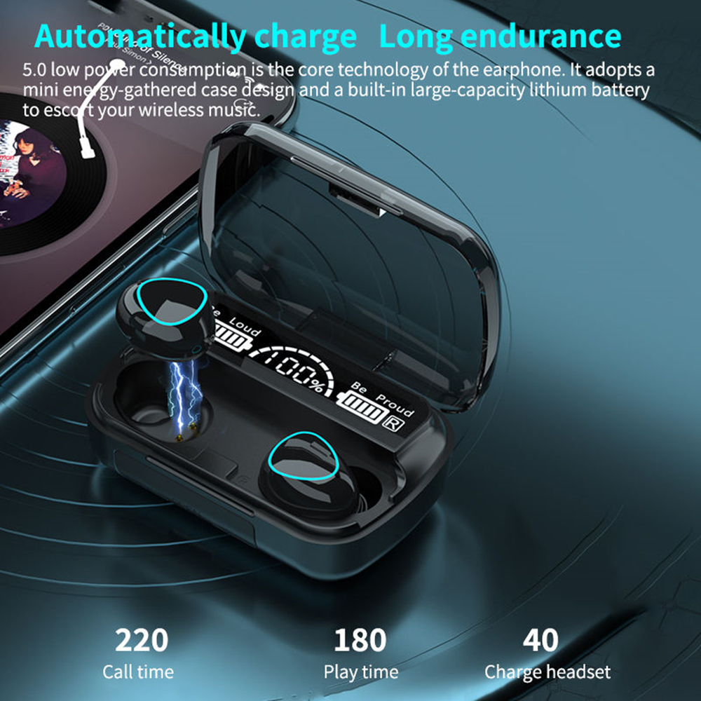 M10 Earphone Wireless Headset Perfect Sound Earbuds Sports Game Music BT Headphone with Power Bank
