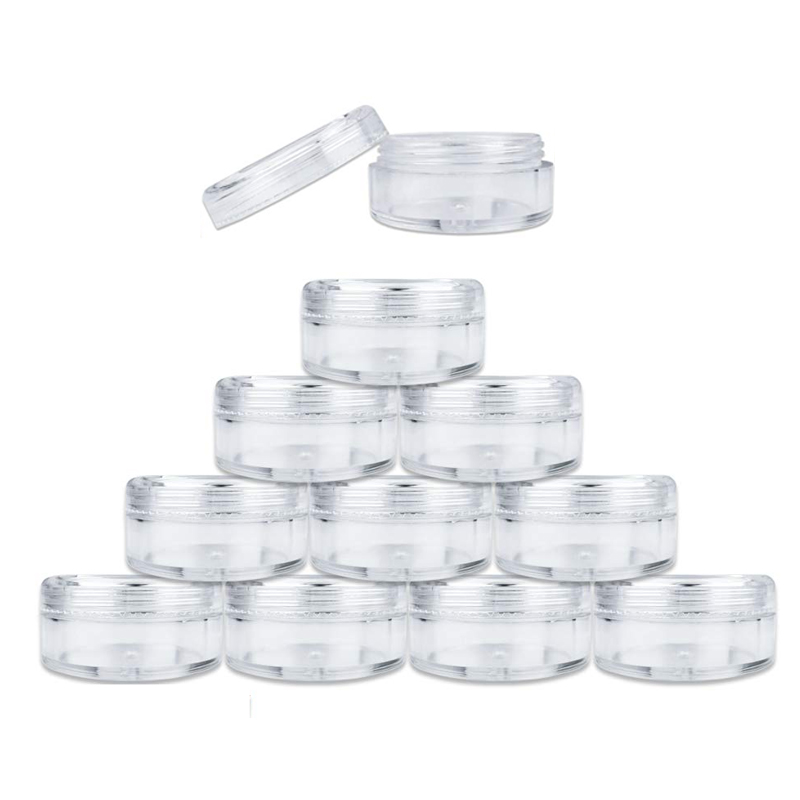100pcs 2g 3g 5g 10g 15g 20g Empty Clear Round Jars For Cosmetic Lotion, Makeup Cream, Eye shadow, Rhinestone, Sample Pot