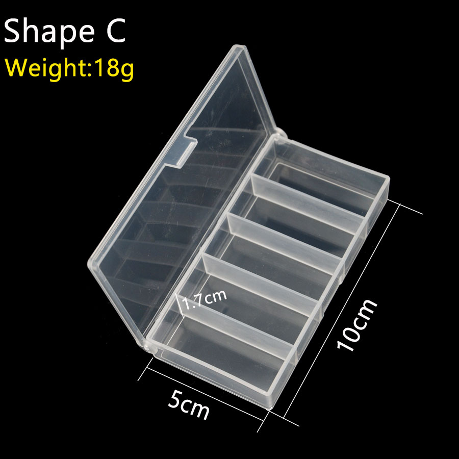 fishing lure box 20 cells, two levels 16cm*9.5cm*3.9cm with Transparent Visible Strength Plastic Lure Fishing Tackle Bait Box: ShapeC