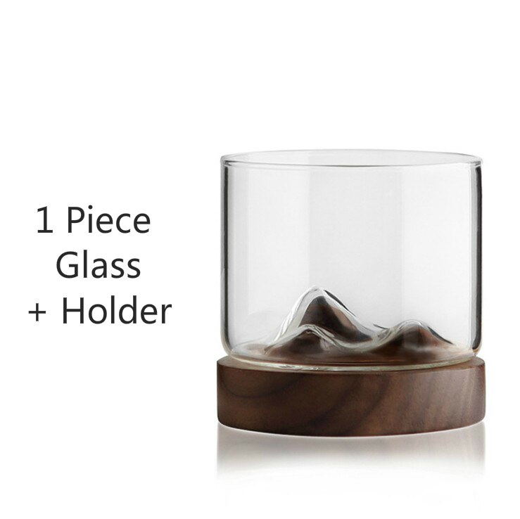Whiskyglas met houten houder japanse stijl rum likeur bier wijnglas persoonlijkheid berg proeverij vaso: 1 stuk glas