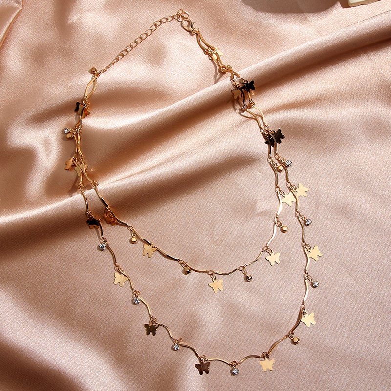 JUST FEEL Boho Cute Butterfly Choker Necklace For Women Gold Clavicle Chain Statement Collar Female Chocker Jewelry