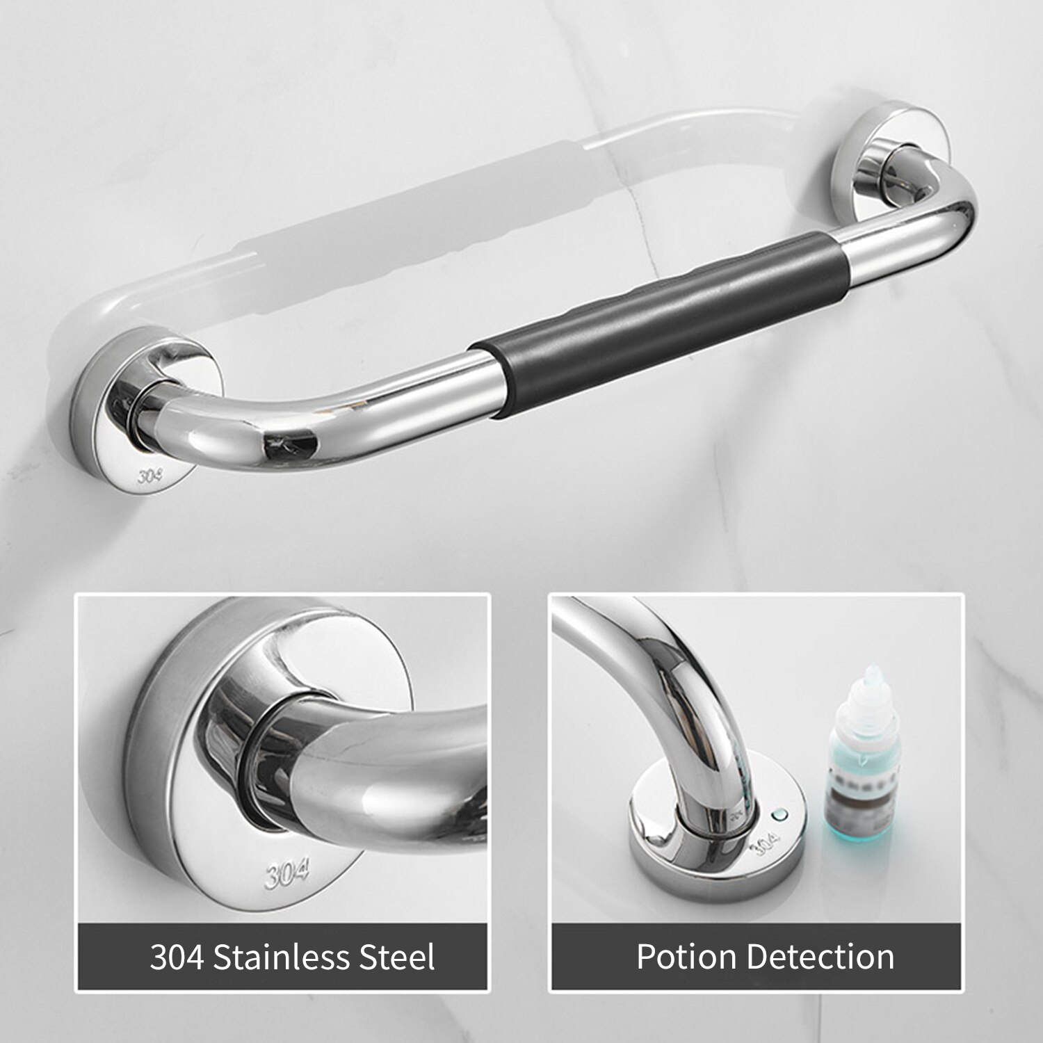 Bathroom Grab Bar Toilet Shower Bathtub Handicap Support Balance Grab Bar Stainless Steel Non-slip Rubber Safety Rail