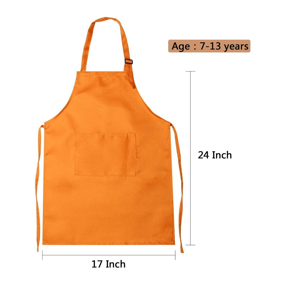 Tablier à poche frontale pour enfants de 3 à 13 ans, artisanal, sans manches, pour garçons et filles, peinture, cuisine: Orange / 3-6 years
