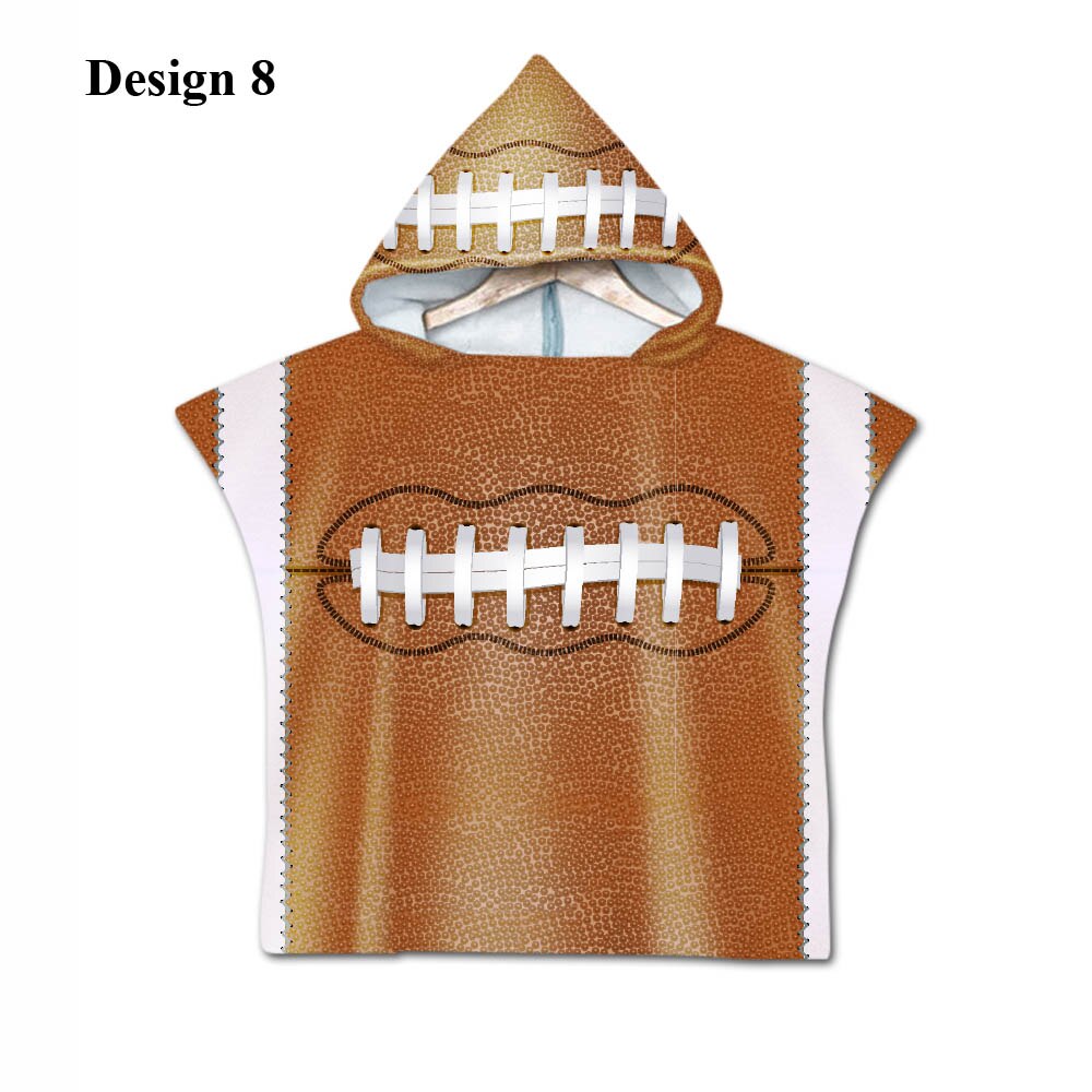 Novelty Sport American Football Rugby Baby Kids Kinderen Hooded Handdoek Zwembad Zwemmen Bad Strand Poncho Handdoek Cape: Design 8