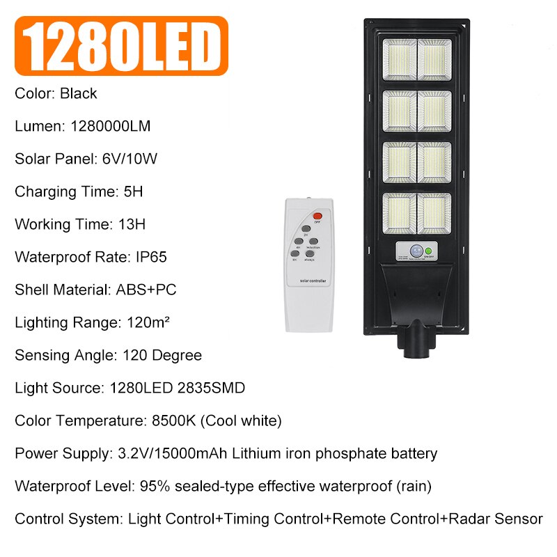 Ip65 500w/800w/1000w/1200w led solar lâmpada de parede luz de rua radar super brilhante pir sensor de movimento ao ar livre jardim lâmpada de segurança