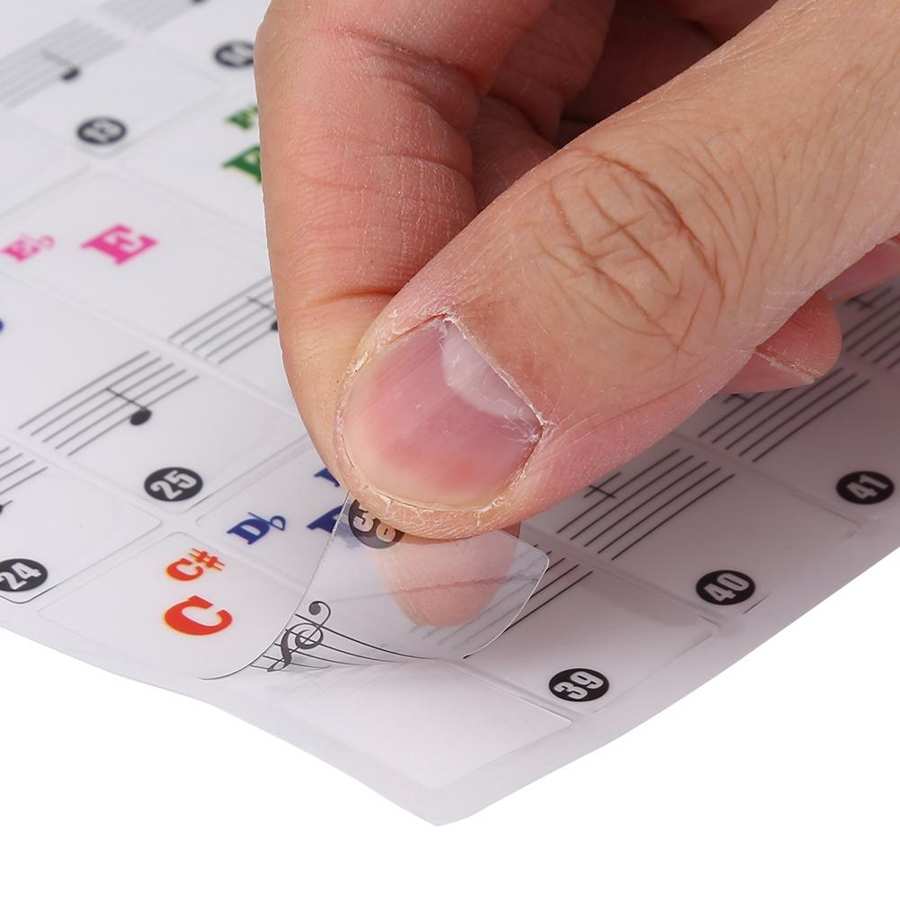 Autocollants de Notes de musique de clavier de Piano amovibles en PVC (pour 66/88 touches) autocollants de Notes de lettre de Piano de couleur autocollant de spectre de Piano