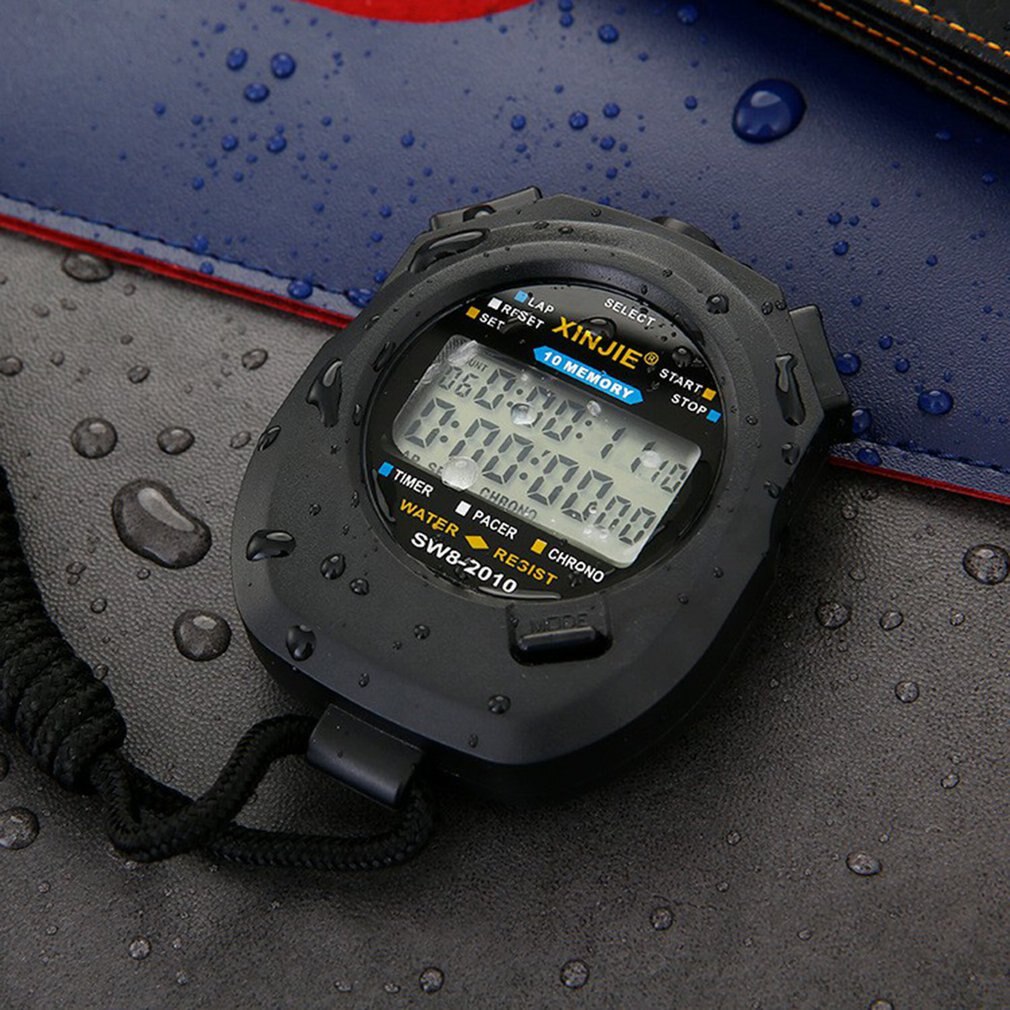 Kitchen Timers Digital Handheld LCD Chronograph Sports Stopwatch Timer Stop Watch With String