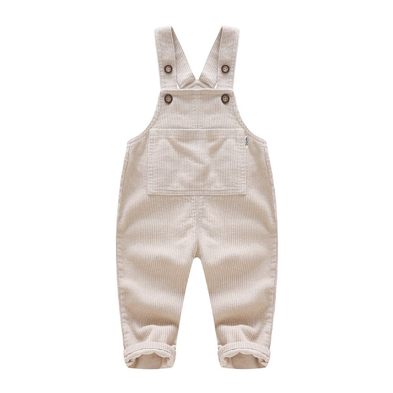 Pantalones de tirantes para bebé y niña, Pelele con pana de Color sólido, pantalones largos con tiras de pana y Bolsillo grande: Beige / 6-12 Months