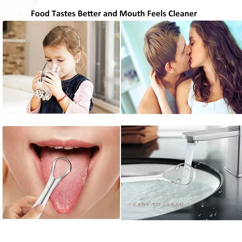 Halitosis Tongue Coating Tongue Scraper Stainless Steel Cleaning Remover Tongue Coated Brush Scraping Tongue Oral Hygiene Tools