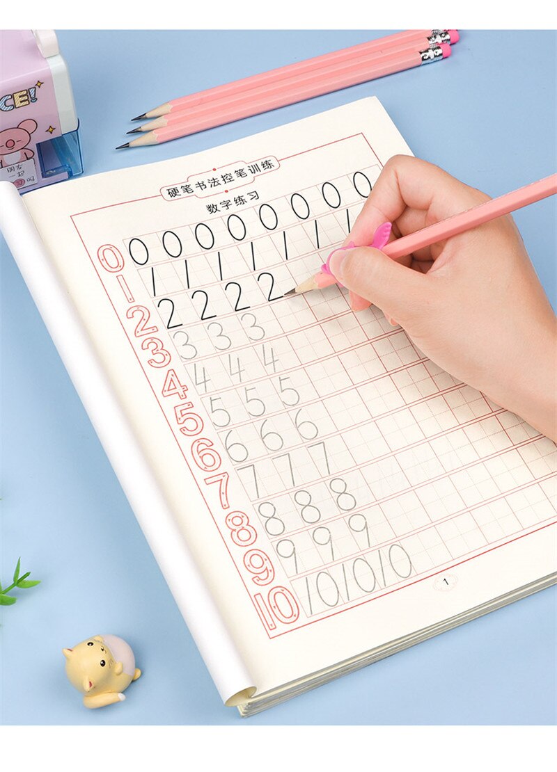 Pen control training children’s paint number outline student mathematics practice copybook 2pcs