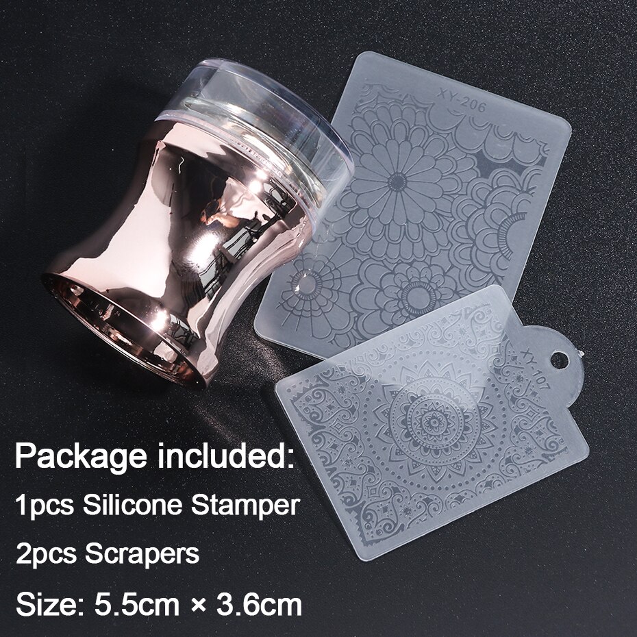 Tampons pour ongles en Silicone transparent, 3 pièces de transfert de vernis, kit de pochoir imprimé pour Nail Art, accessoires de manucure, NT1033